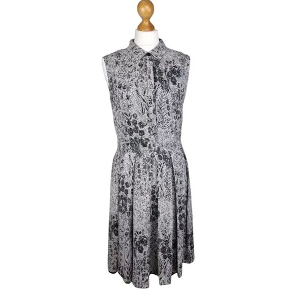 Hobbs London‎ 100% Silk A-Line Midi Dress Sleeveless Botanical Snakeskin US 4 - Picture 1 of 8